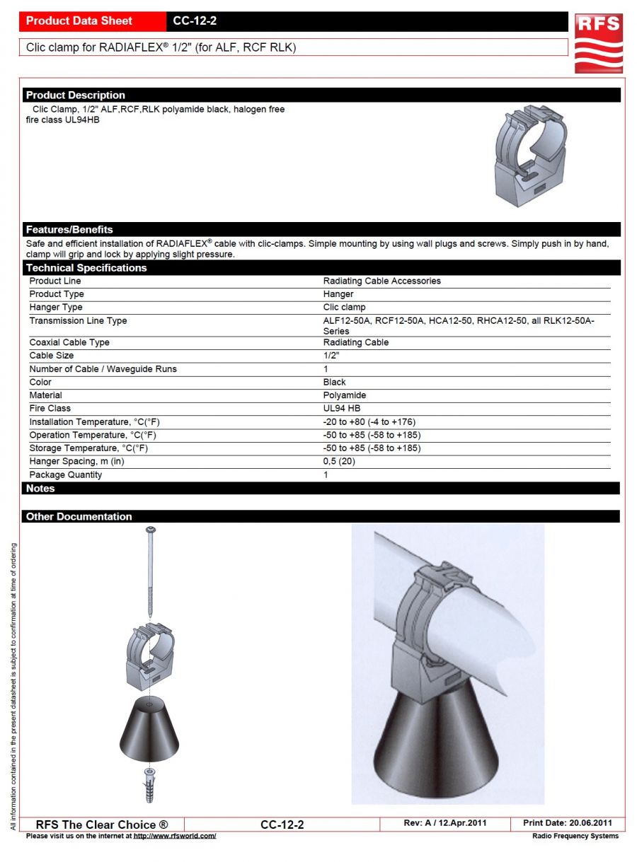 RFS-CC-12-2 Clic clamp for RADIAFLEX® 1/2" (for ALF, RCF RLK) 夾鉗