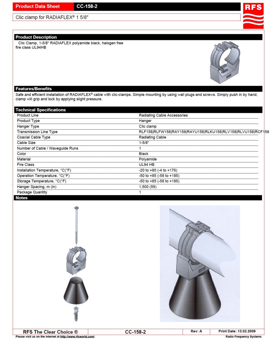 RFS-CC-158-2 Clic clamp for RADIAFLEX® 1 5/8" 夾鉗