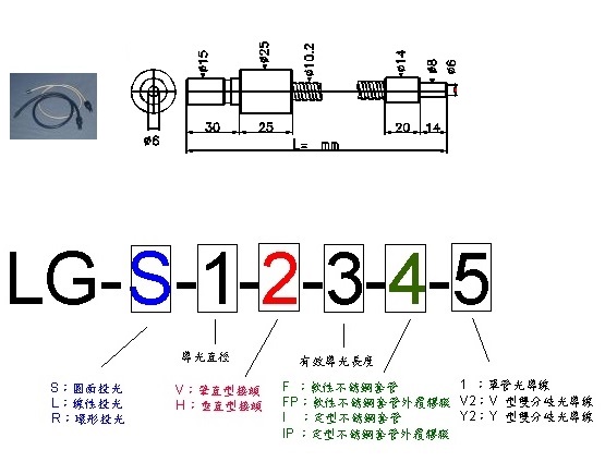 TFO-LG-S-6-H-FP-1 工業用6MM單管光纖光導線(不銹鋼軟管)