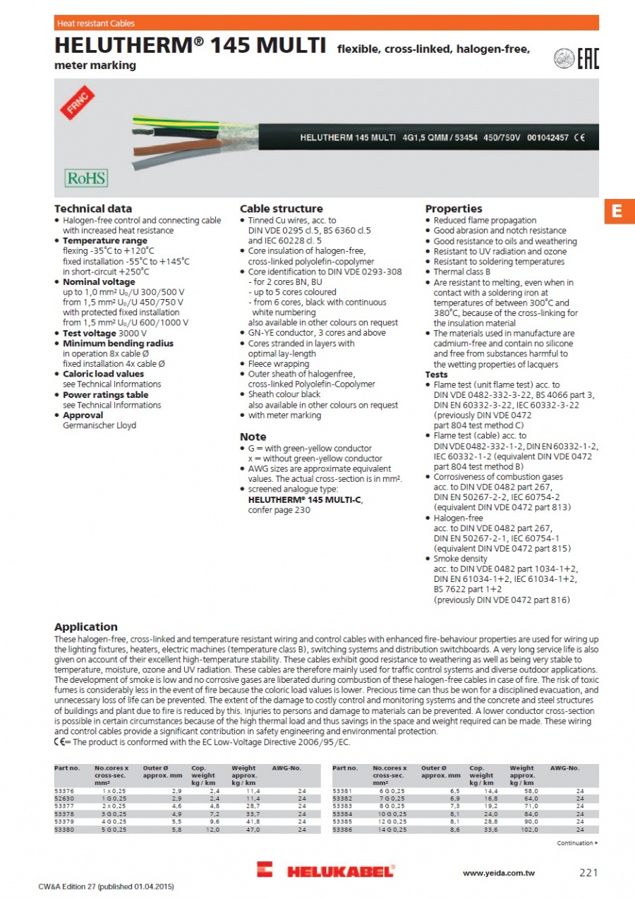HELUTHERM® 145 MULTI flexible, cross-linked, halogen-free, meter marking
