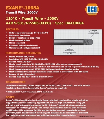 GCG-Exane, 2000 Volt, AAR S-501/RP-585, (XLPO), Spec. DAA1068A 耐高壓2KV鐵路和運輸電纜線