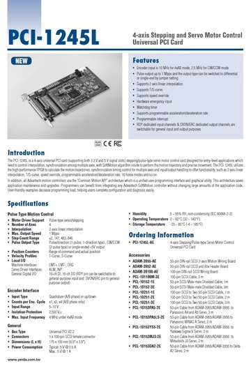 PCI-1245L 4-axis Stepping and Servo Motor Control Universal PCI Card 4軸步進和伺服馬達控制通用PCI卡