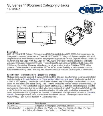 AMP(Tyco)-1375055-1 SL Series 110Connect Category 6 Jacks 資訊插座(SL) 2樣