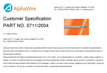 ALPHA-5711/2004 FOIL Awg 20(Solid) x4C 300V PVC-PVC Thermocouple Wire JX 鋁箔隔離熱電偶補償導線