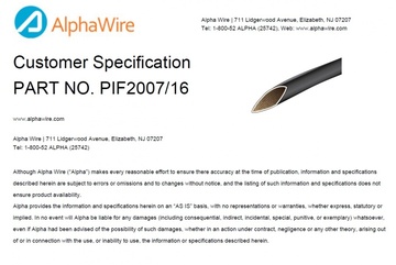 ALPHA-PIF2007/16 -70 to 200 度 MIL-I-3190E, NEMA VS-1, UL 1441 Fiberglass Silicone 套管