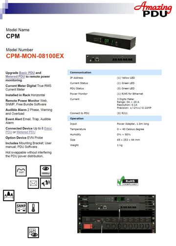 DGP-CPM-MON-08100EX CPM for Basic PDU and Metered PDU to remote power monitoring數位遠端電源監視器產品圖