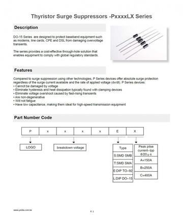 Thyristor Surge Suppressors -PxxxxLX Series 半導體放電管產品圖