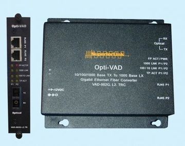 VAD-SD002G 10/100/1000BaseT to 1000BaseF Ethernet 2-Port Mini Switch Fiber Converter Over 1 or 2 SM Fiber GbE乙太網路光電轉換器組 (1光2電)產品圖