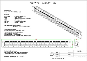 YD-6PLH-240X Cat6 資訊面板產品圖