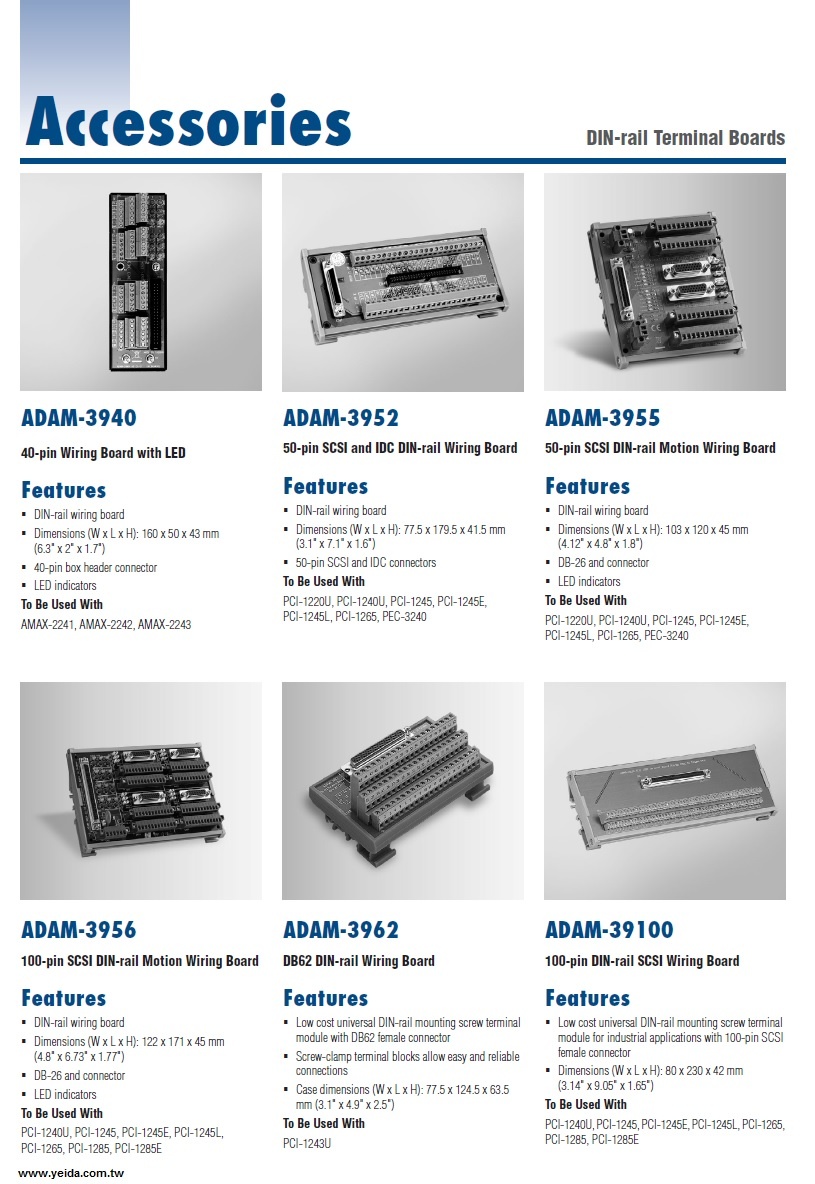 ADAM-3940 40-pin Wiring Board with LED 40針接線板，帶LED