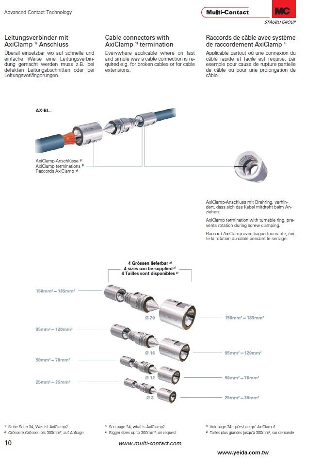 AX-BI/25-35 Cable connectors with AxiClamp 1) termination 電纜連接器產品圖