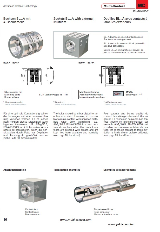 BL25A Sockets BL...A with external Multilam 插座產品圖