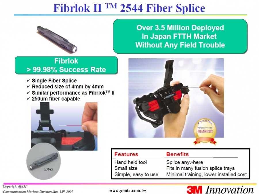 3M-Fibrlok II TM 2544 Fiber Splice 機械式光纖接續子安裝工具