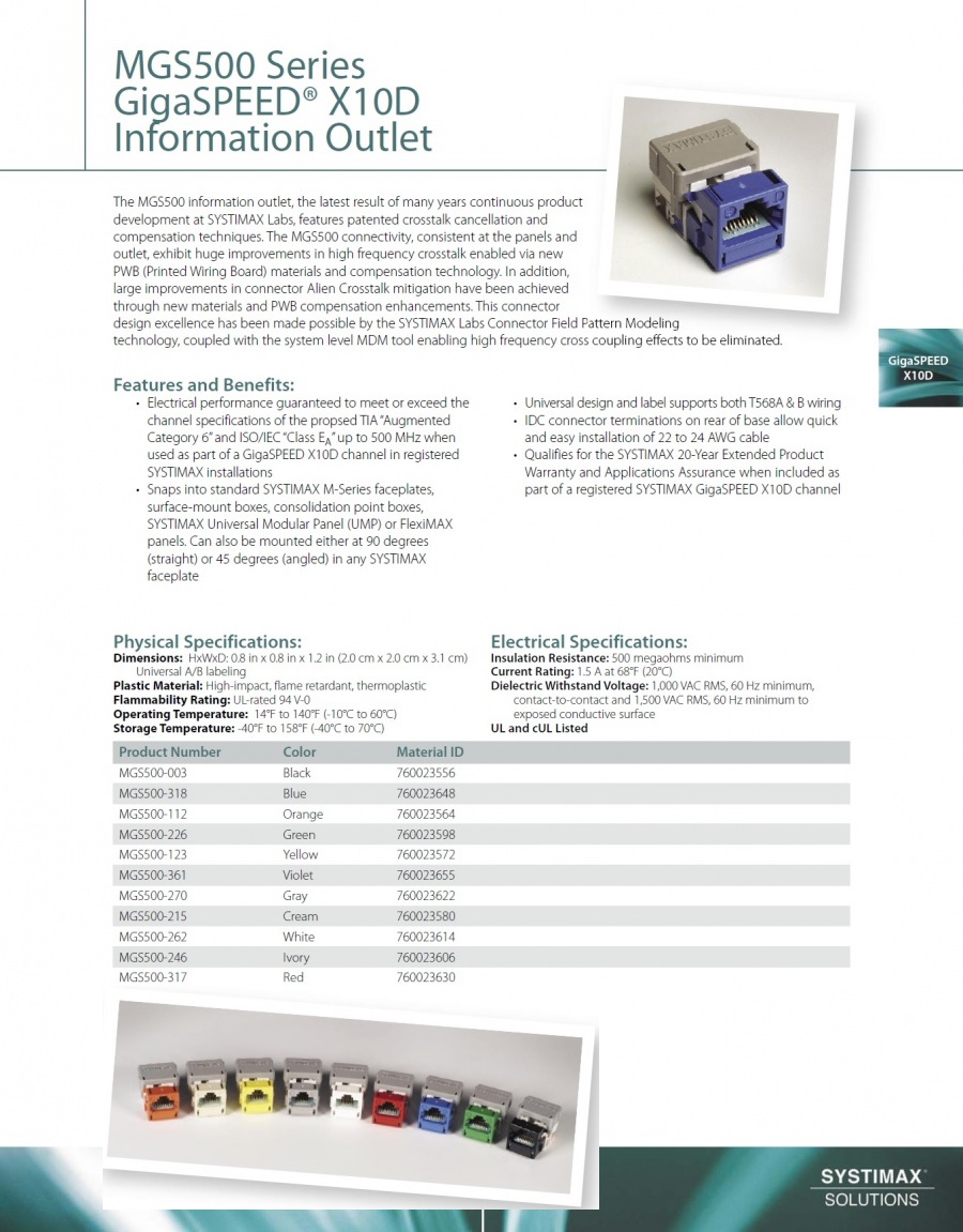 Commscope-MGS500 Series GigaSPEED® X10D Information Outlet CAT-6A 網路配線資訊插座產品圖