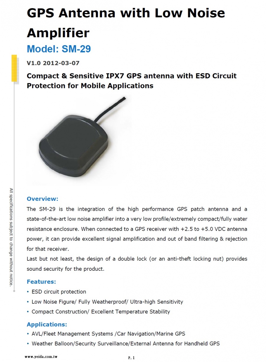 SM-29 ESD Circuit Protection GPS Antenna ESD電路保護GPS天線