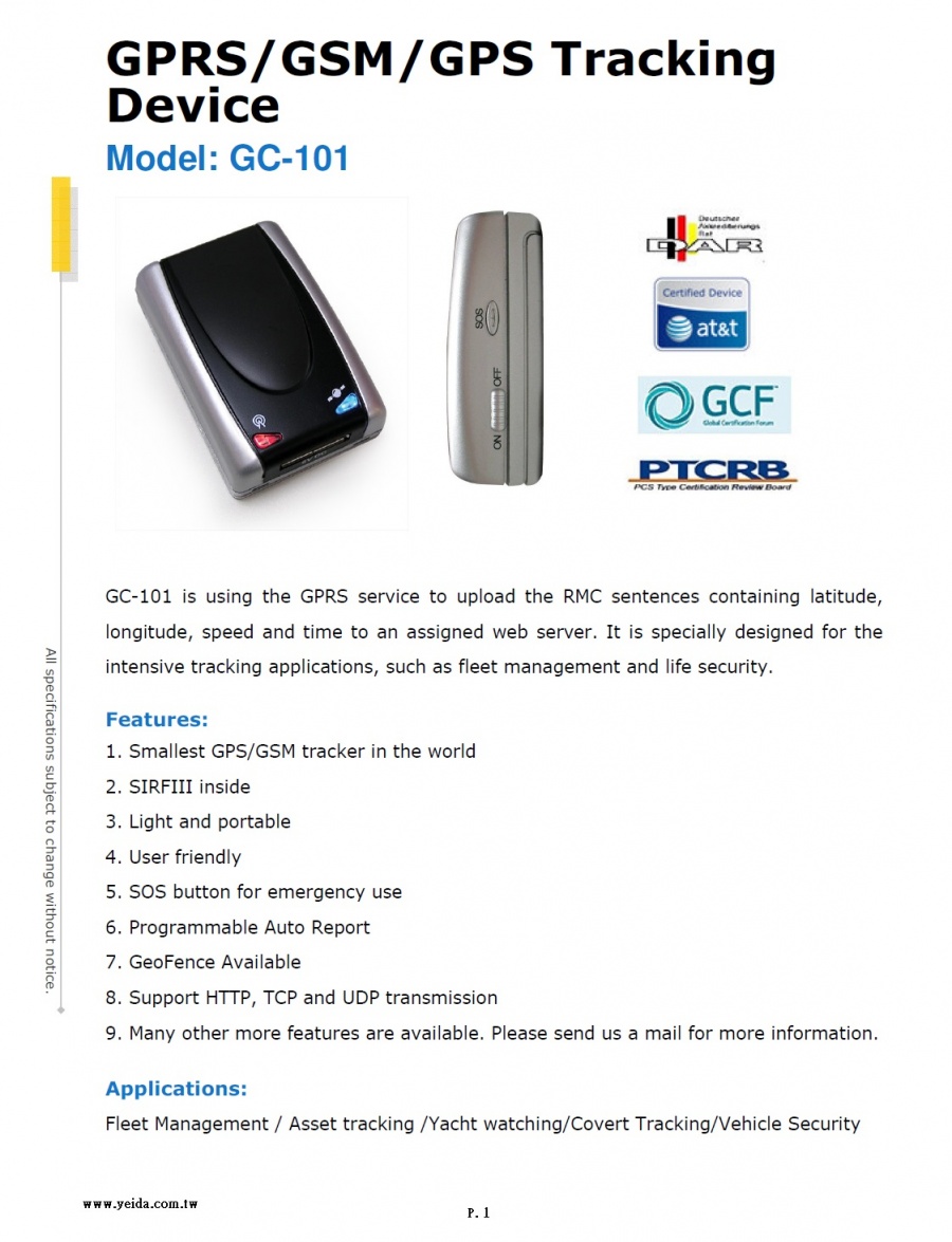 GC-101 GPS/GPRS Pets/Asset Tracker 全球定位個人/資產用追蹤器產品圖