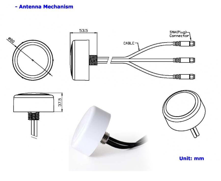 AW-9 GPS, LTE & Wi-Fi Combo Antenna GPS，LTE和Wi-Fi無線組合天線