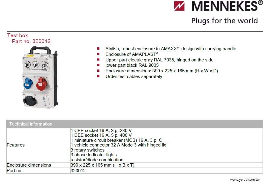 MENNEKES-320012, Charging systems Test box 電動車充電系統測試盒
