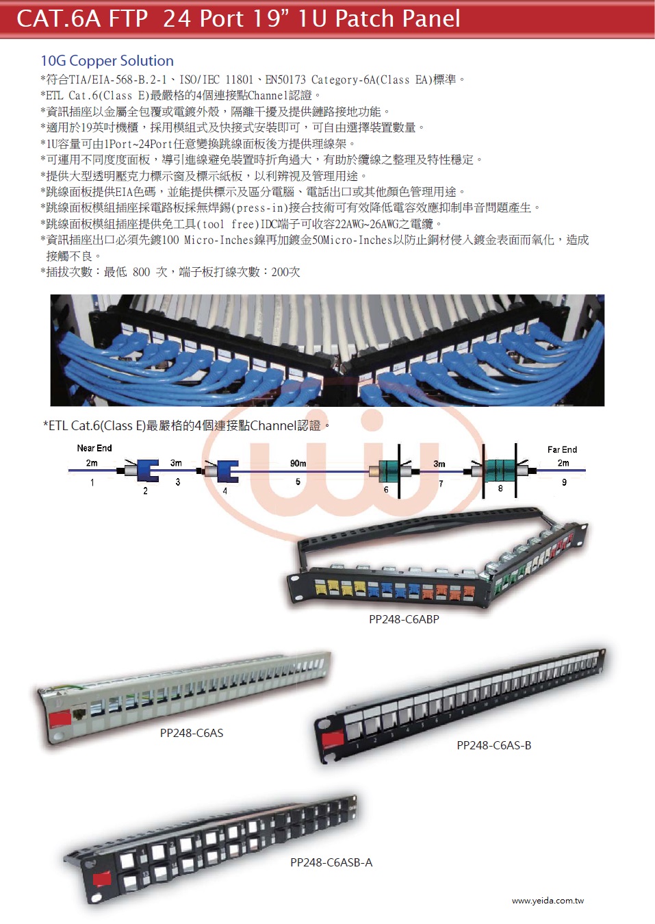 CAT.6A 24PORT 模組式配線架