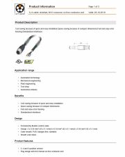 LAPP-S/A cable: shielded, M12 connector on free conductor end 工業級(隔離)電腦連接線 3, 4 and 5-position version connector