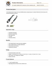 LAPP-S/A cable: shielded, M12 connector on free conductor end 工業級(隔離)電腦連接線 3, 4 and 5-position version connector產品圖