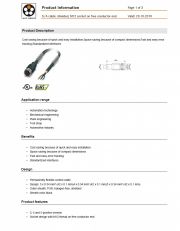 LAPP-S/A cable: shielded, M12 socket on free conductor end  工業級(隔離)電腦連接線 3, 4 and 5-position version . connector產品圖