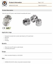 LAPP-SKINDICHT® ZS-M  Hexagonal converter from a metric outer thread to a PG inner thread 工業級連接器產品圖