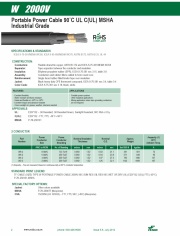 TFK-W/2C 2000V   Portable Power Cable 90˚C UL C(UL) MSHA  (EPR橡膠/CPE) Industrial Grade (2Awg to 8Awg) 2C 耐高壓工業級輕便型電力電纜線產品圖