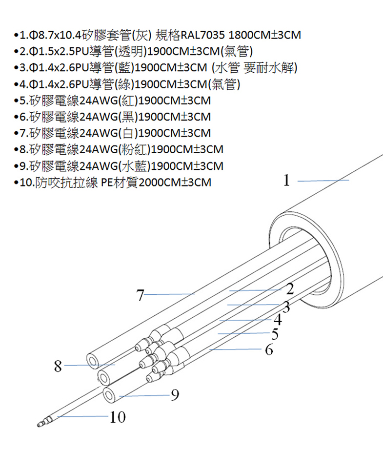 Yeida-DDCW Dentist's Drill Control Wire 醫療等級矽橡膠 多功能牙科設備鑽孔配電線產品圖