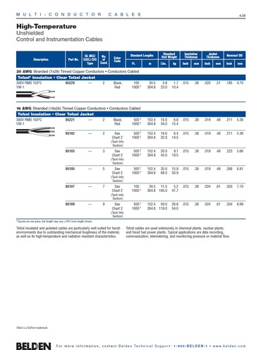 Belden-85102, High-Temperature 300V  150°C Unshielded Control and Instrumentation Cables. 無隔離Tefzel®鐵氟龍耐高溫抗輻射化學多芯通訊儀表控制電纜產品圖