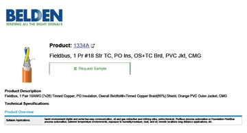 Belden-1334A Multi-Conductor - (Type A, 18 AWG, Foil & Braid, PLTC ITC) DataBus® ISA/SP-50 FOUNDATION Fieldbus or PROFIBUS Cable 鋁箔+銅網隔離