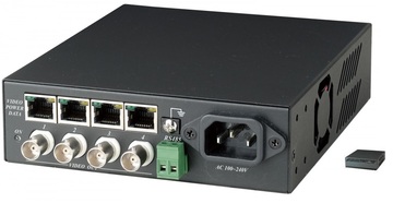 4路穩壓DC 12V電源、視頻、數據雙絞線接收器 4 Port Video, Power, Data Receiver With DC High Power Supply﻿產品圖