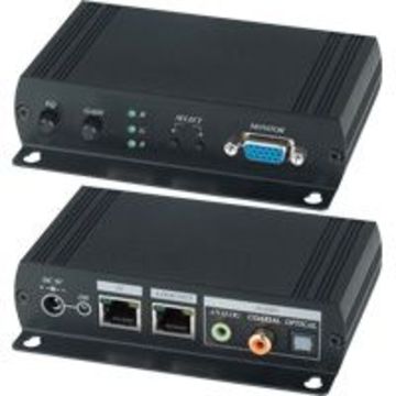 VE02DALS VGA長距離視音頻雙絞線接收器(內置RGB偏移調整)﻿ VGA & Stereo/Digital Audio CAT5 Receiver, Bulitin Skew Corrector.產品圖