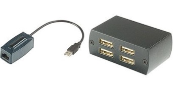 UE04H 1分4輸出USB1.1雙絞線延長器﻿ USB CAT5 Extender with 4 Port USB 1.1 Hub產品圖