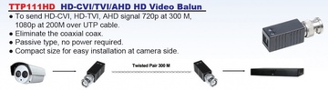 TTP111HD HD-CVI/TVI/AHD HD Video Transceiver (BALUN) 被動式高清影像傳輸器產品圖