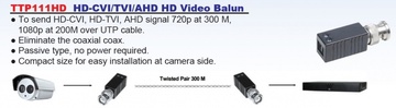 TTP111HD HD-CVI/TVI/AHD HD Video Transceiver (BALUN) 被動式高清影像傳輸器