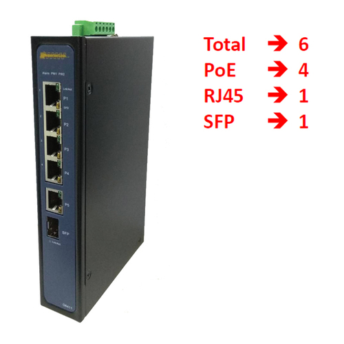 VAD-G6411工業級 6埠 全Gigabit 乙太網路 PoE交換機產品圖
