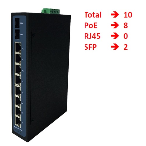 VAD-G10802工業級 10埠 全Gigabit 乙太網路 PoE交換機產品圖