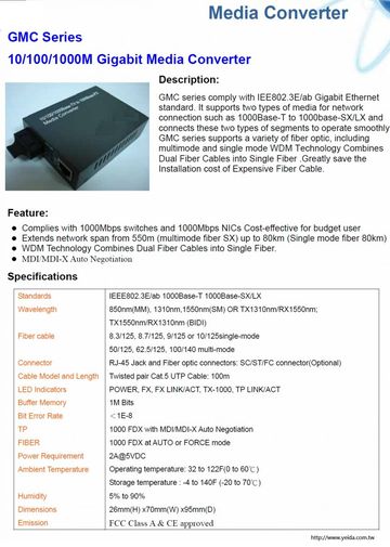 GMC 10/100/1000M Gigabit Ethernet & 10/100, MC 系列, GMC 系列 光電轉換器 (14 & 16插槽)