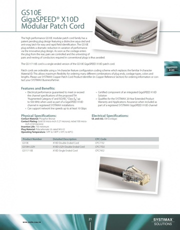 Commscope-GS10E GigaSPEED® X10D Modular Patch Cord CAT-6A 網路配線跳線產品圖