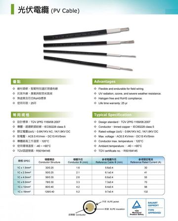 YHontai-太陽能光伏電纜 (PV Cable)產品圖