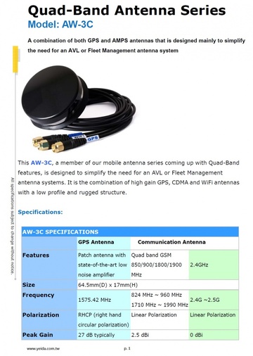 AW-3C Quad-Band Antenna Series 四頻段天線系列產品圖