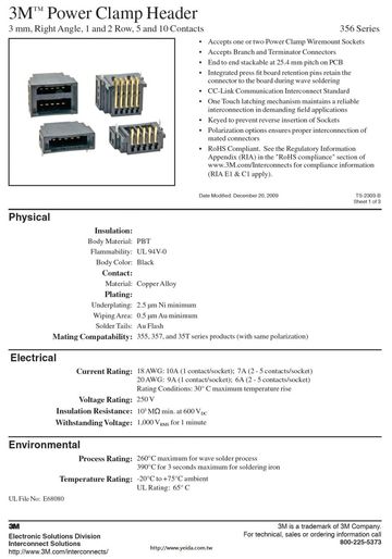 3M™ Power Clamp Header, 356 Series Series 356, 3mm產品圖