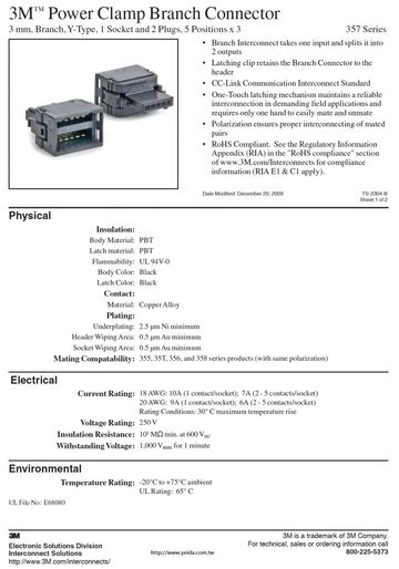 3M™ Power Clamp Branch Connector, 357 Series 3mm