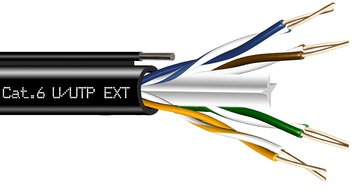 PowerMAX Exterior Cat.6 U/UTP 23AWG Cable With Rod 鋼線自持屋外用 Cat-6, 工業級, 4對網路線