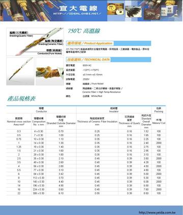 CF-750   750°C High Temperature Cables 耐高溫線產品圖
