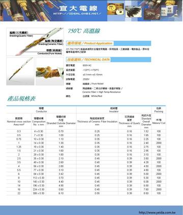 CF-750   750°C High Temperature Cables 耐高溫線