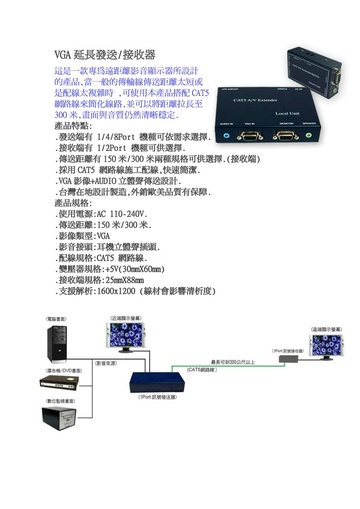 VGA延長發送/接收器產品圖