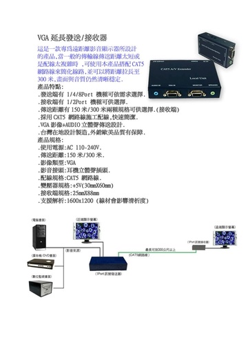 VGA延長發送/接收器