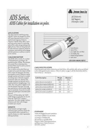 Teldor-ADSS 自持型架空光纖電纜All Dielectric Self-Supporting (ADSS) cable產品圖